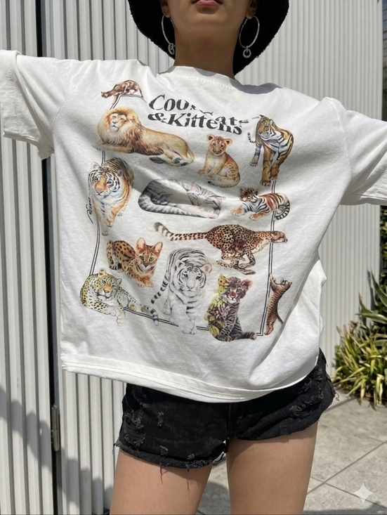 Ahomestyle Tops - 😎Cool Cats & Kittens Short Sleeve Oversized Tee